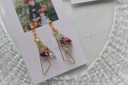 Renoir Inspired Triangular Floral Earrings-ふたりの姉妹