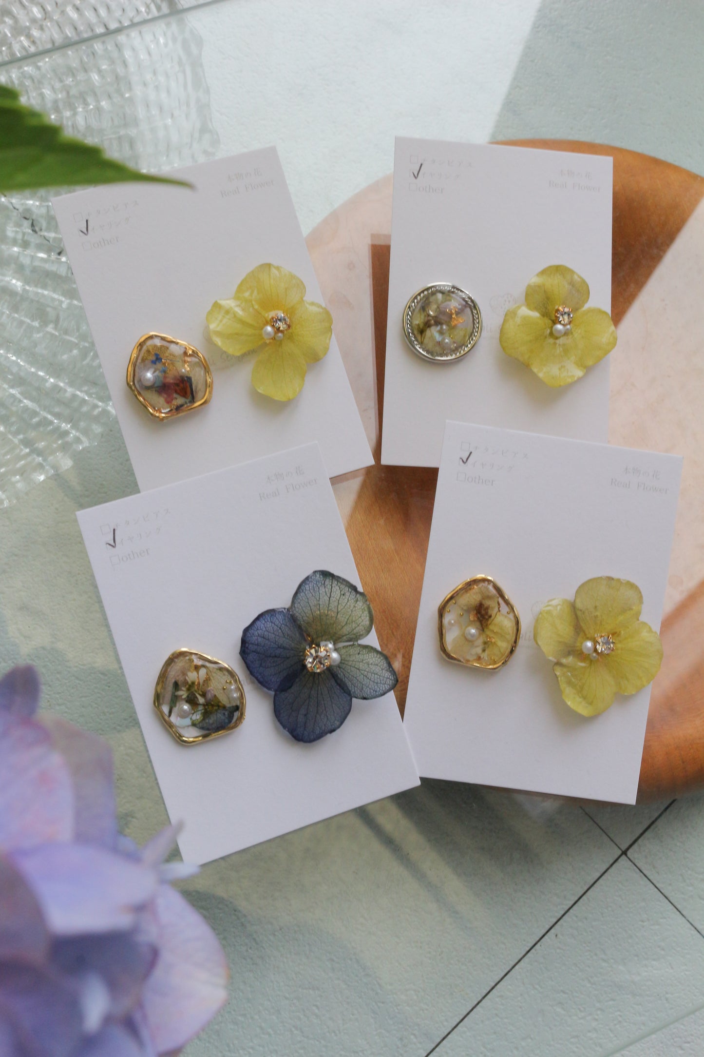 Hydrangea and Flower Medallion イヤリング　Clip-on No.18