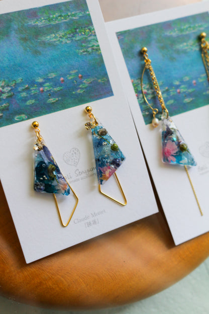 Claude Monet Water Lilies Inspired Triangular Floral -睡蓮