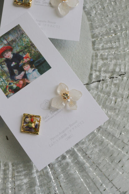 Renoir's Two Sisters Inspired Earrings No.9 イヤリング Clip-on "ふたりの姉妹"