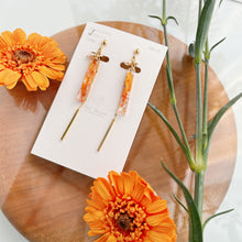 Dangling Gerbera Flower Stick Earrings with Pearl