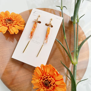 Dangling Gerbera Flower Stick Earrings with Pearl