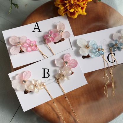 Hydrangea Flying Butterfly  No.42 - Clip-on(イヤリング）