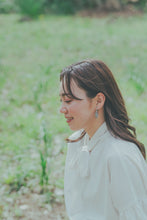 Small Leaf Earrings With Seasonal Flower Petals Silver color metal No.5