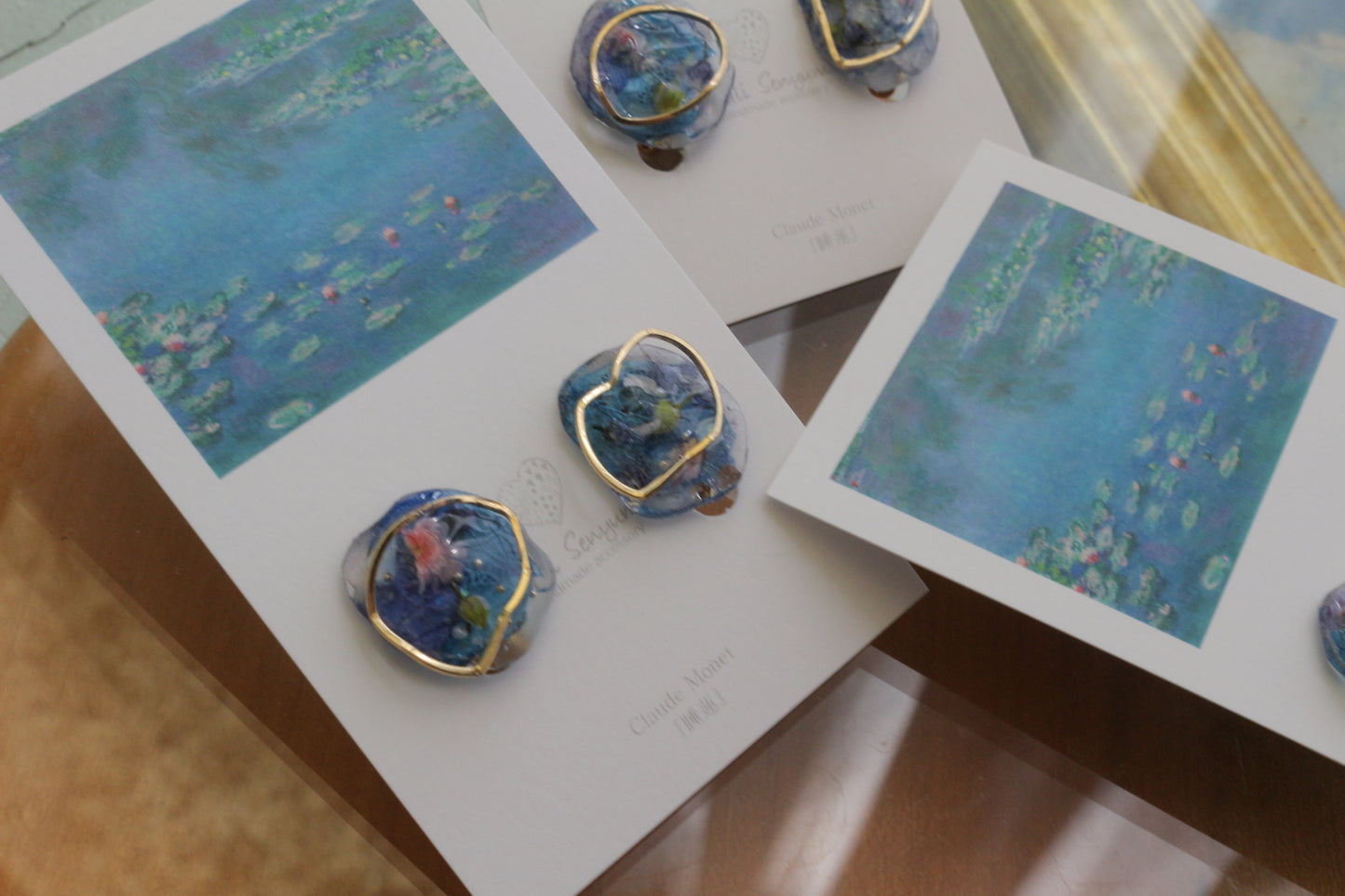Monet Inspired Flower Medallion Earrings No.2 イヤリング Clip-on 睡蓮