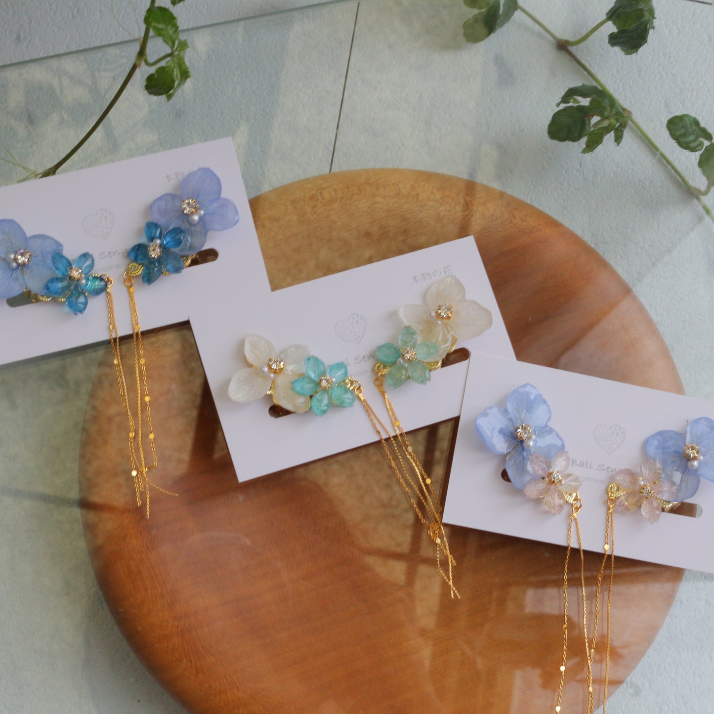 Hydrangea Flying Butterfly  No.53 - Clip-on(イヤリング）