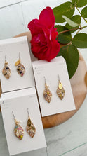 Small Leaf Earrings With Seasonal Flower Petals No.4  - Time limited