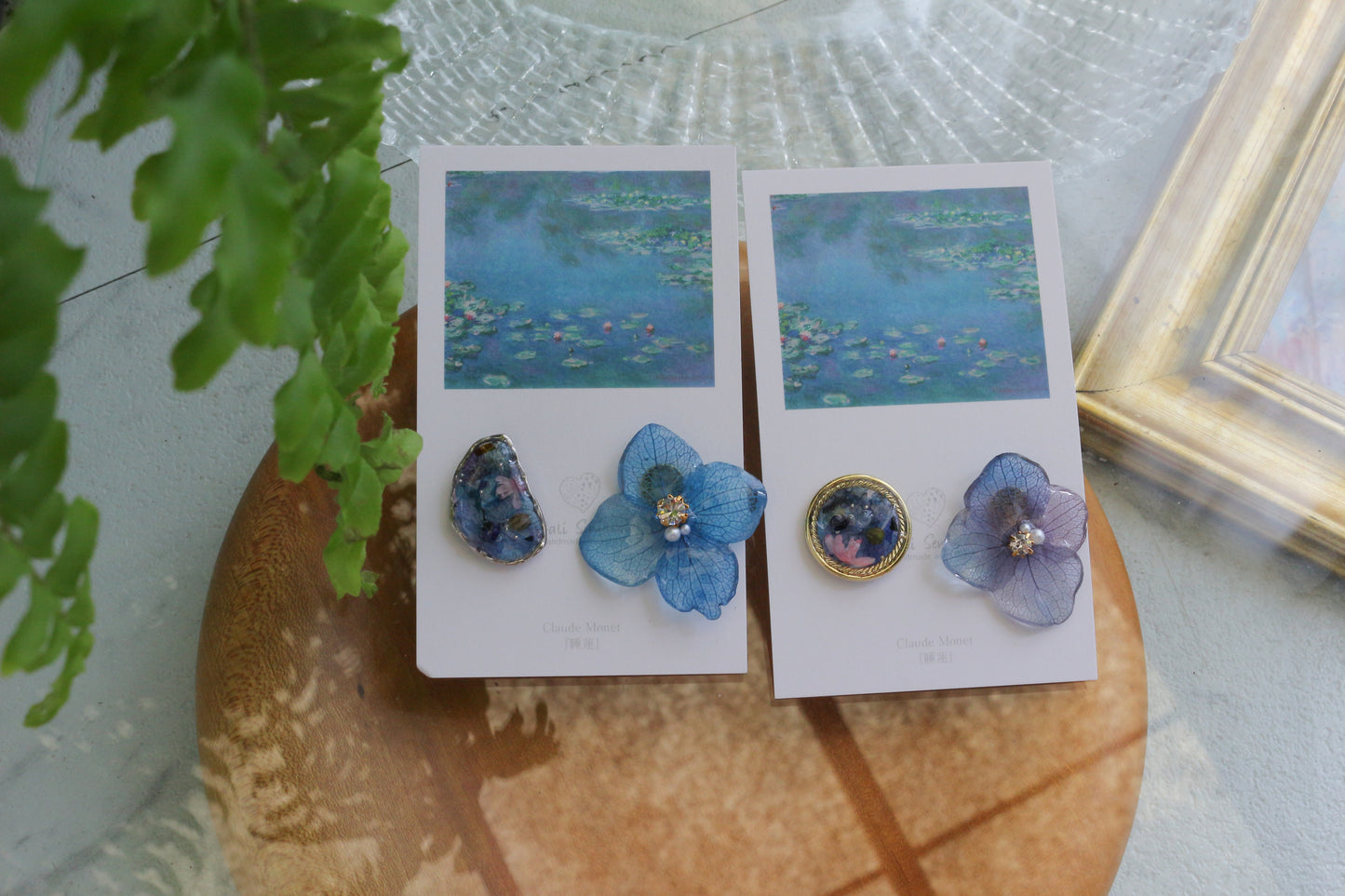 Monet Inspired Flower and Medallion No.34 ピアスTitanium Pierce 睡蓮