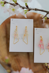 Triangular Floral Earrings With Someiyoshino  #S014