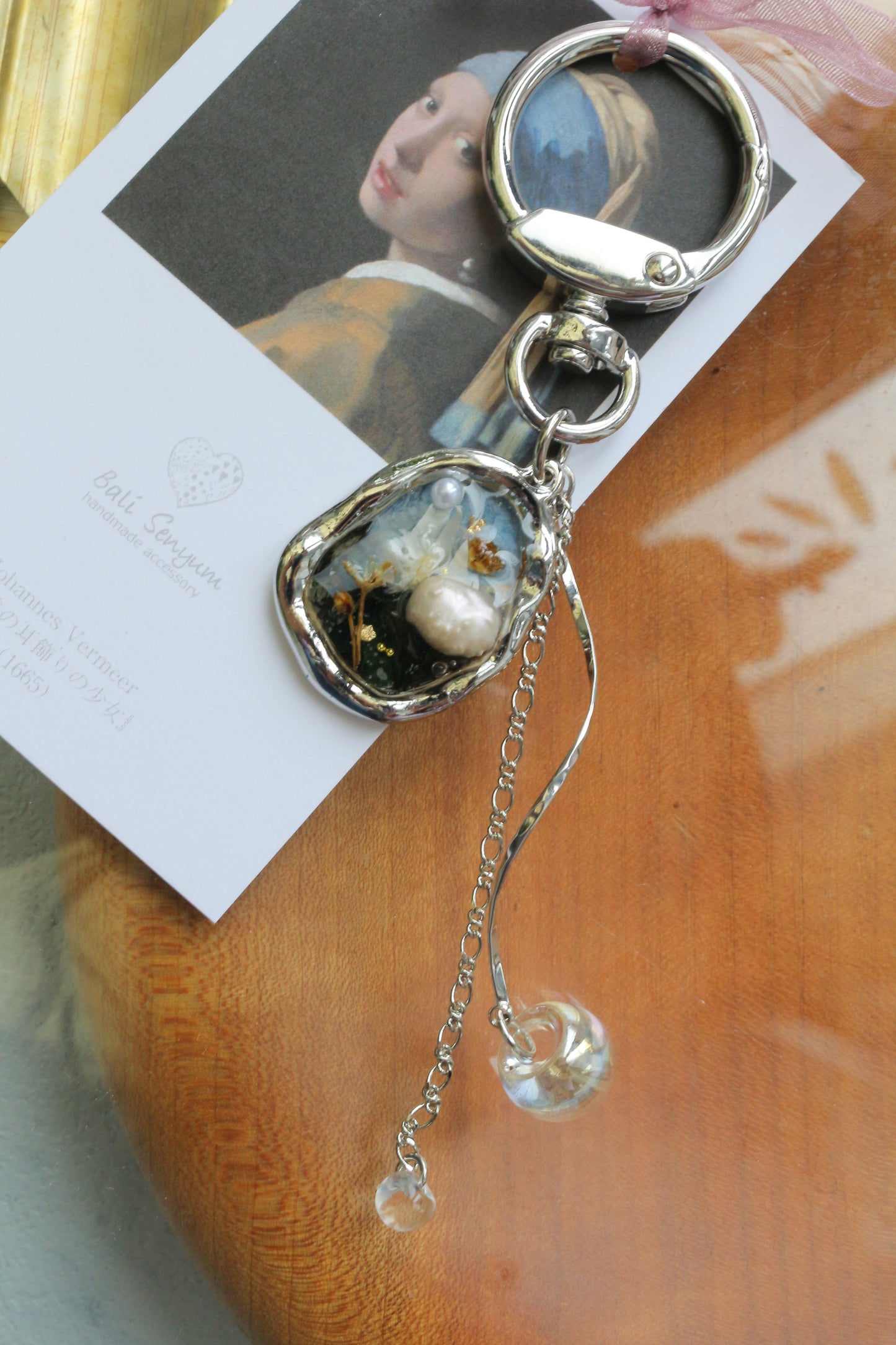 Vermeer Inspired Flower Bag Charm No.1 真珠の耳飾りの少女