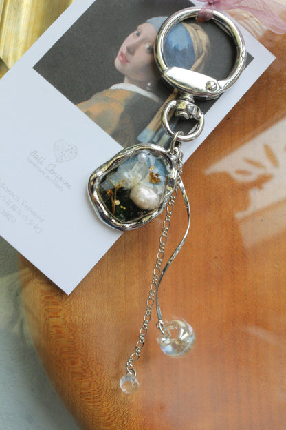Vermeer Inspired Flower Bag Charm No.1 真珠の耳飾りの少女