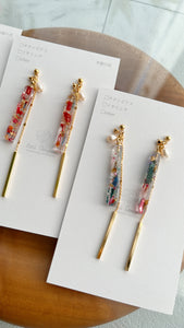 Dangling Stick Flower Earring with Pearl No.2