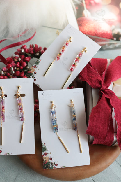 Dangling Christmas Stick Earrings with Pearl
