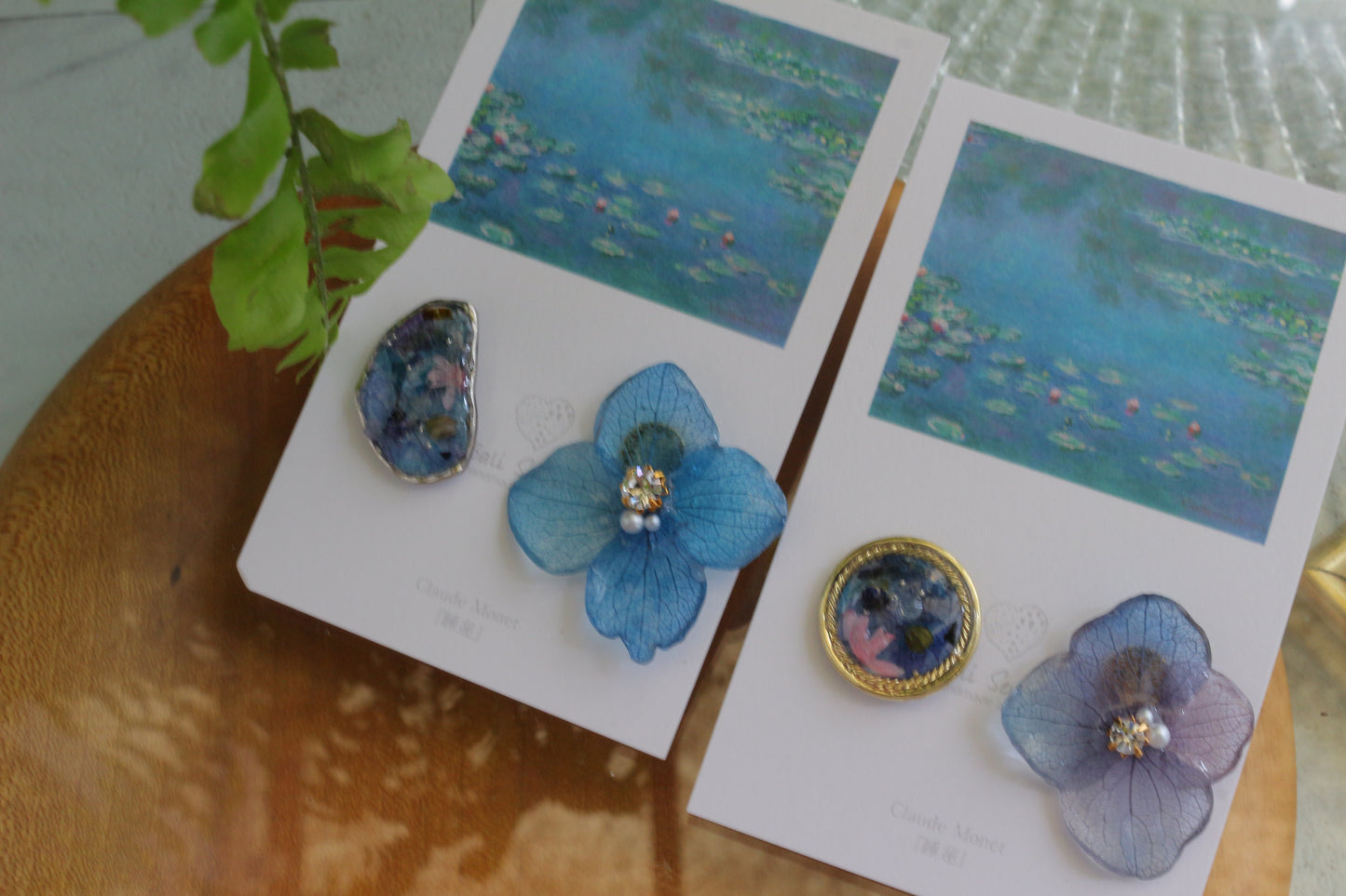Monet Inspired Flower and Medallion No.34 ピアスTitanium Pierce 睡蓮