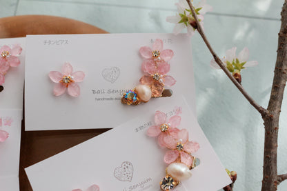 Someiyoshino Double Sakura Earring and Ear Cuff #S028