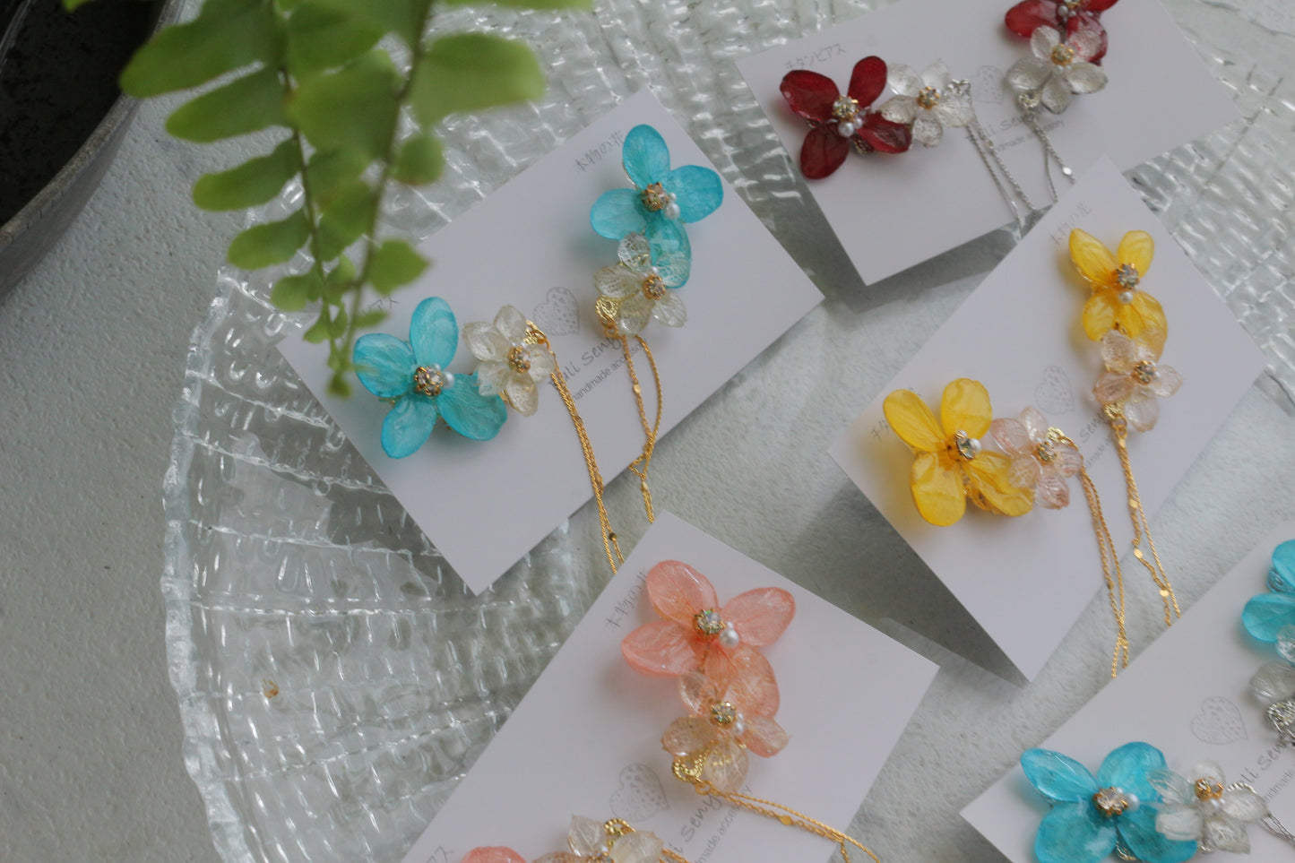 Hydrangea Flying Butterfly Earrings No.58 - Titanium Pierce(ピアス）