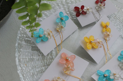 Hydrangea Flying Butterfly Earrings No.58 - Titanium Pierce(ピアス）