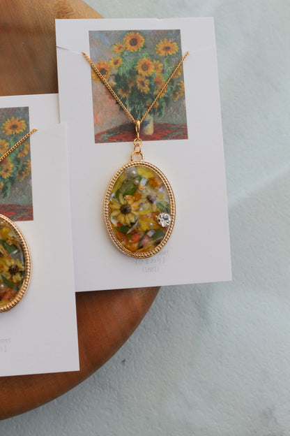 Claude Monet's Sunflowers Inspired Necklace - ひまわり BIG No.1
