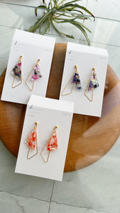 Triangular Floral Earrings With Seasonal Hydrangea No.27