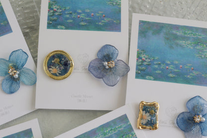 Monet's Water Lilies Inspired Flower and Medallion No.30 イヤリング Clip-on 睡蓮
