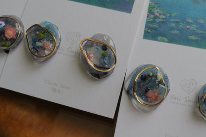Monet Inspired Flower Medallion Earrings No.4 イヤリング Clip-on 睡蓮