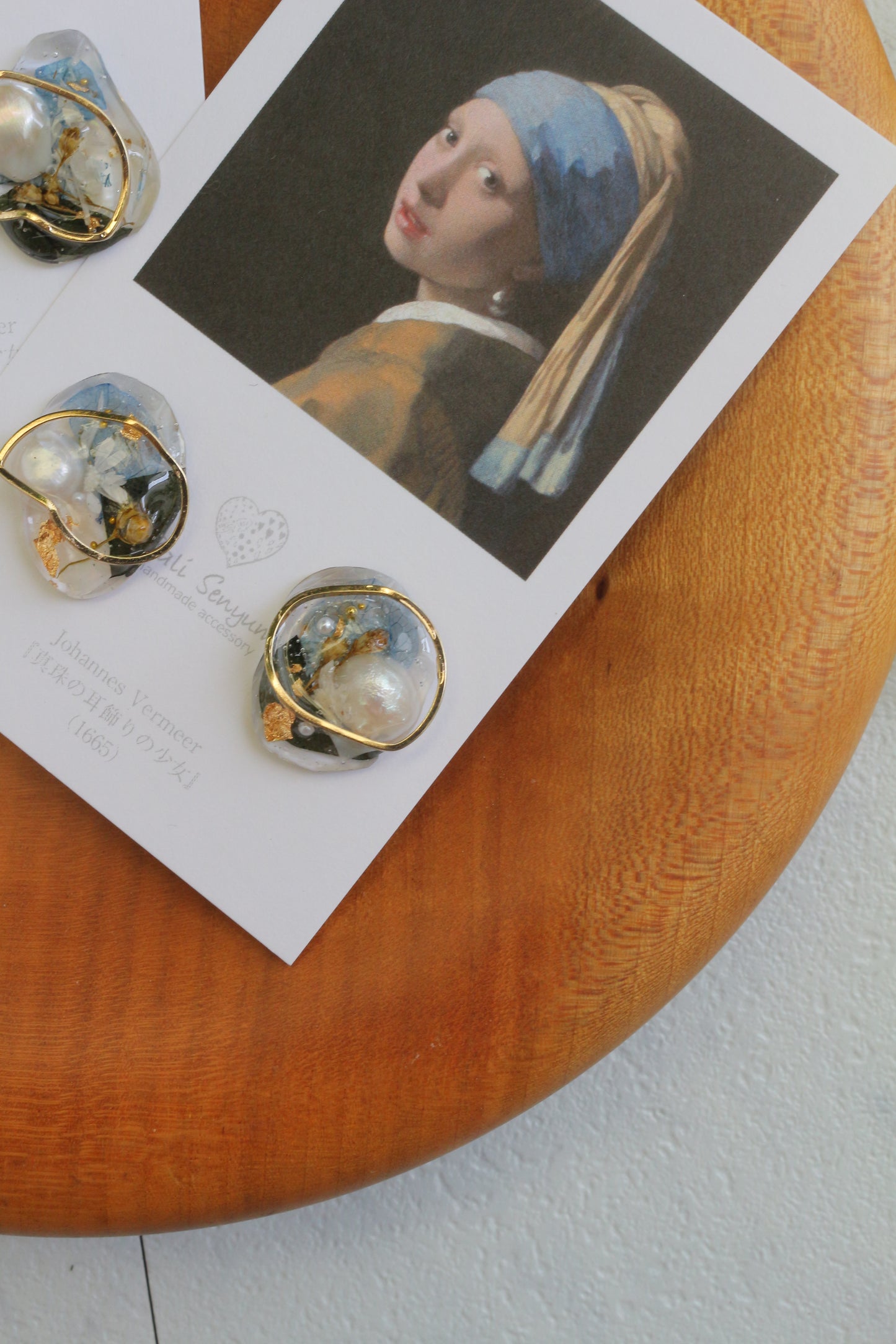 Vermeer's Inspired Flower & Pearl Earrings No.2 ピアス Pierce 真珠の耳飾りの少女