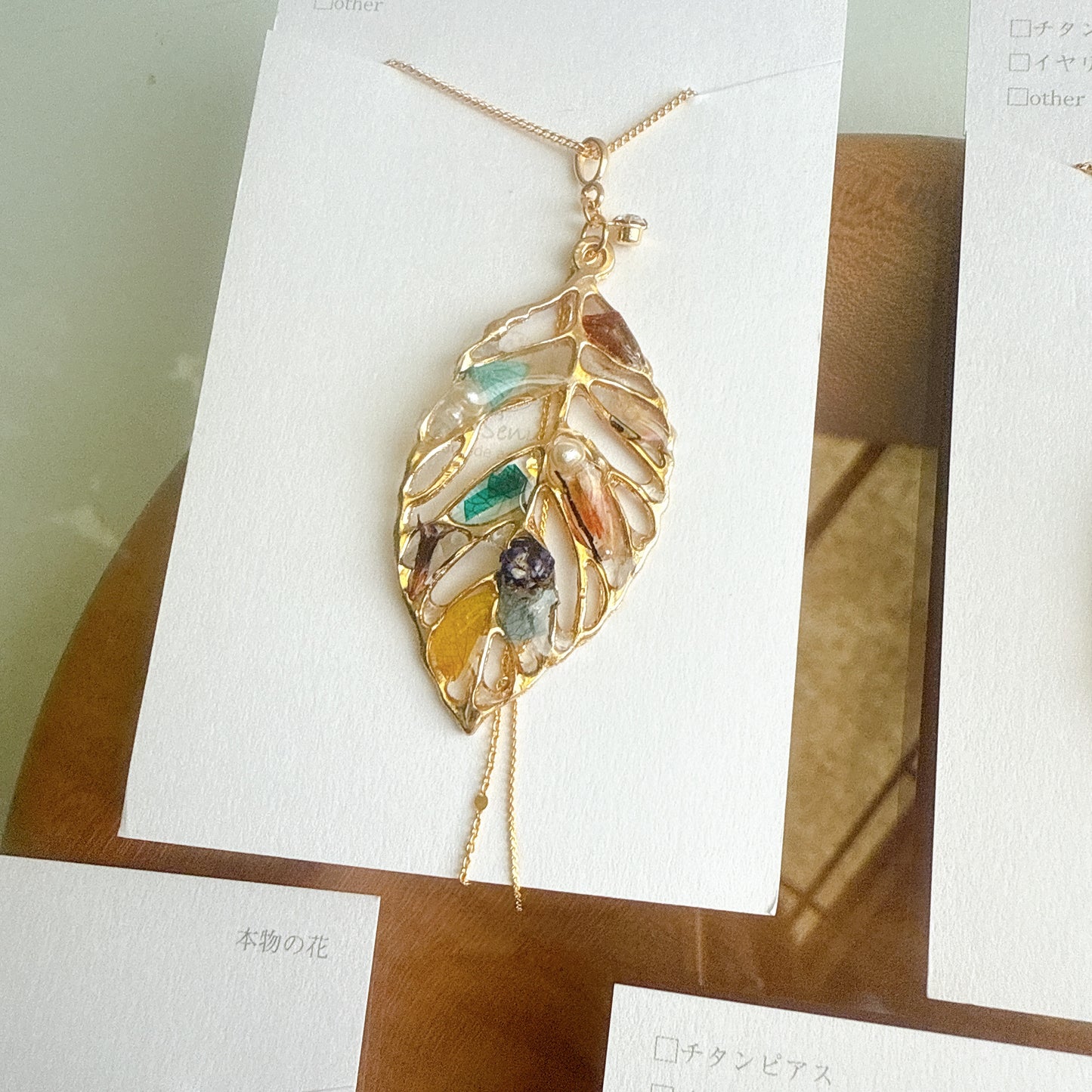 Leaf Necklace with chain 60cm  No.9