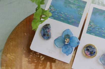 Monet Inspired Flower and Medallion No.34 ピアスTitanium Pierce 睡蓮