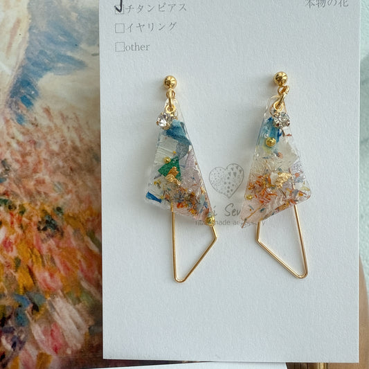 Claude Monet Woman with a Parasol Inspired Earrings -  散歩　日傘をさす女性　No.5