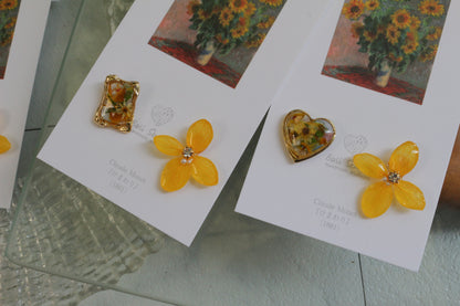 Monet Inspired Flower Earrings No.23 ピアスTitanium Pierce ひまわり