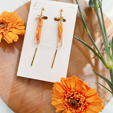 Dangling Gerbera Flower Stick Earrings with Pearl