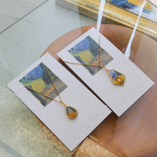 Gogh's Irises Inspired Necklace - 夜のカフェテラス