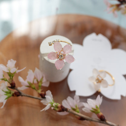 Someiyoshino Sakura Ring with Three Gems NEW #S053