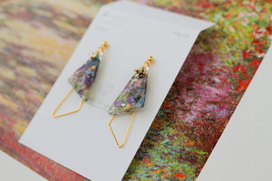 Claude Monet Garden in Giverny Inspired Triangular Floral Earrings -  ジヴェルニーの庭　No.2