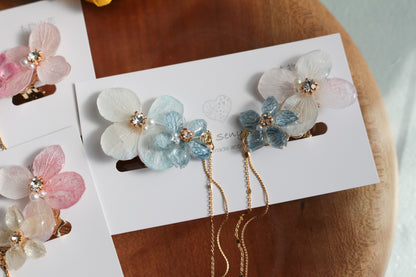 Hydrangea Flying Butterfly  No.42 - Clip-on(イヤリング）