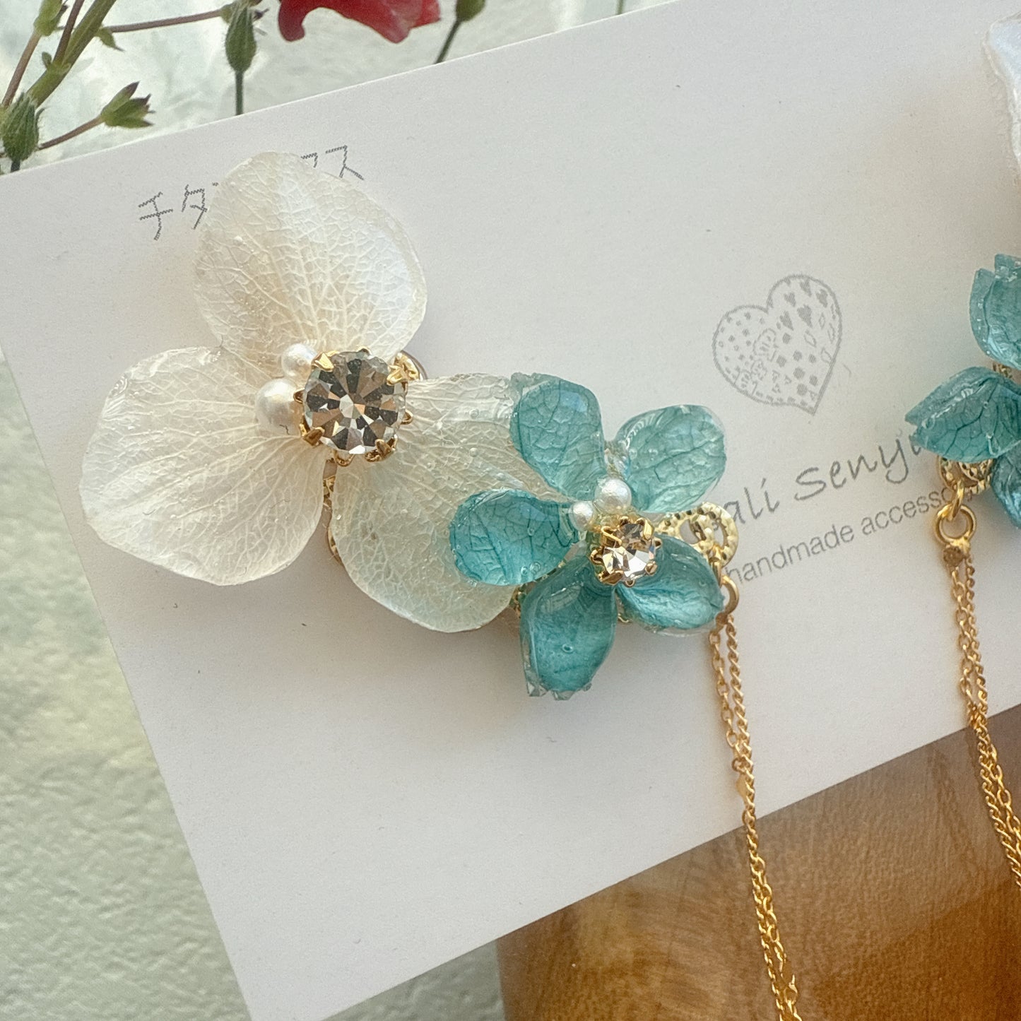 Hydrangea Flying Butterfly  No.29- Titanium Pierce(ピアス）