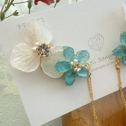 Hydrangea Flying Butterfly  No.29- Titanium Pierce(ピアス）