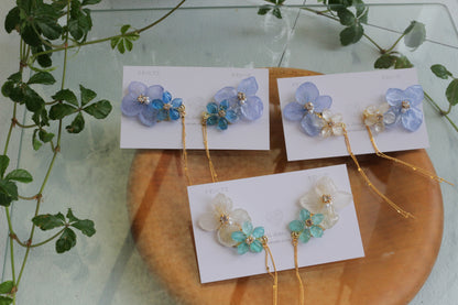 Hydrangea Flying Butterfly Earrings No.54 - Titanium Pierce(ピアス）