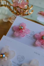 Natural Shape Someiyoshino with stone Sakura Earrings