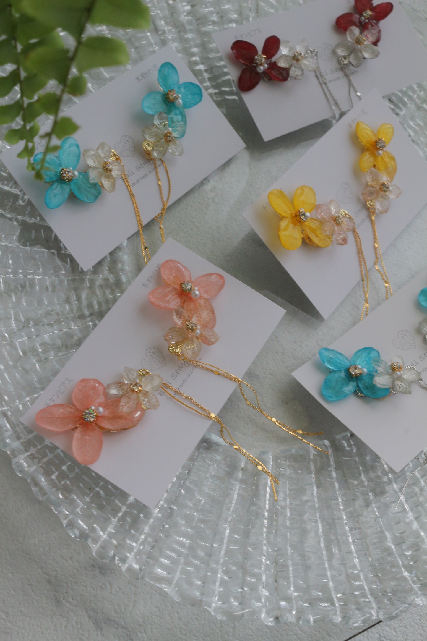 Hydrangea Flying Butterfly Earrings No.58 - Titanium Pierce(ピアス）