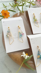 Triangular Floral Earrings With Seasonal Hydrangea No.26