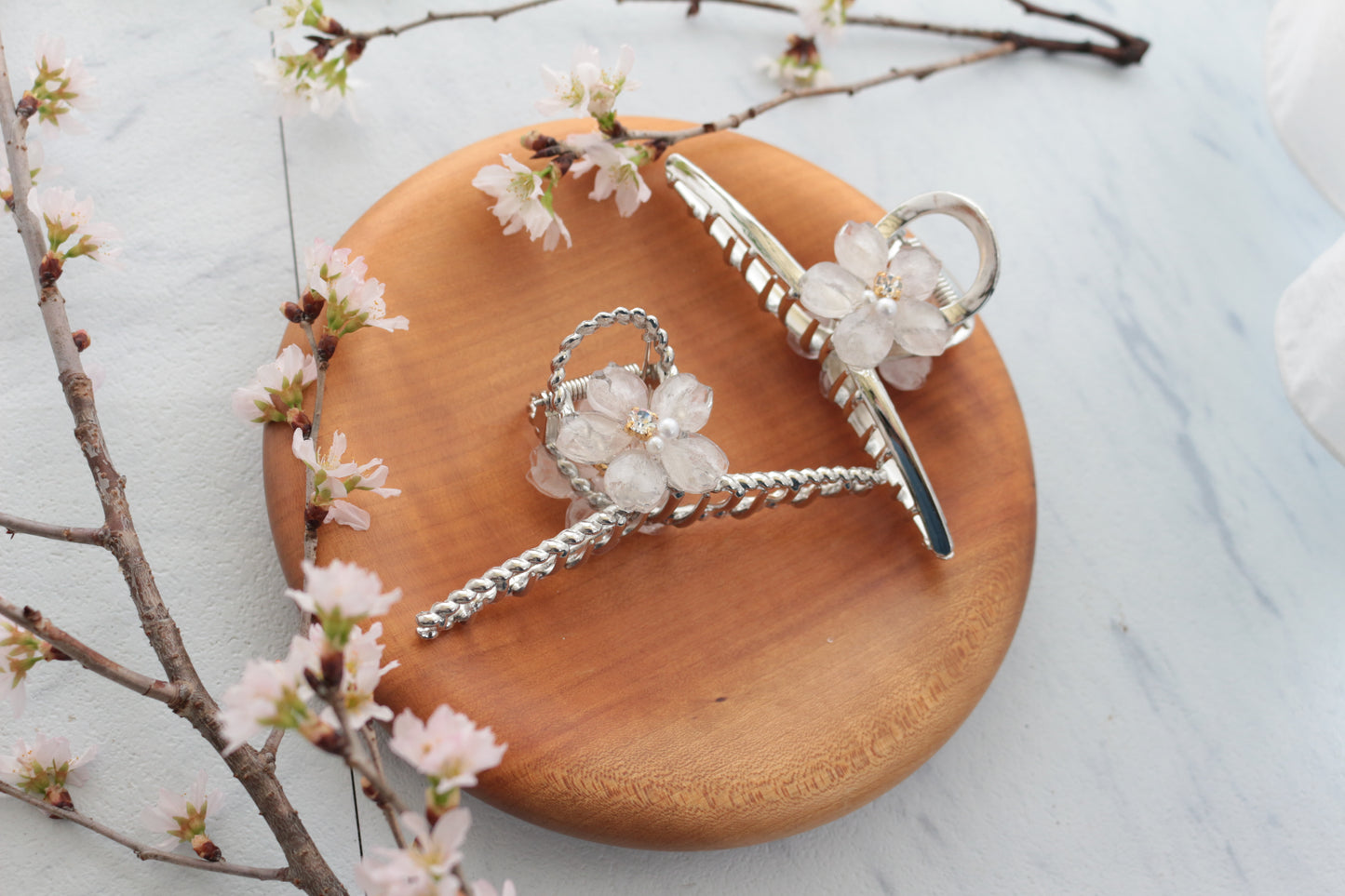 Someiyoshino Sakura Silver Color Hair Clip - White  Big
