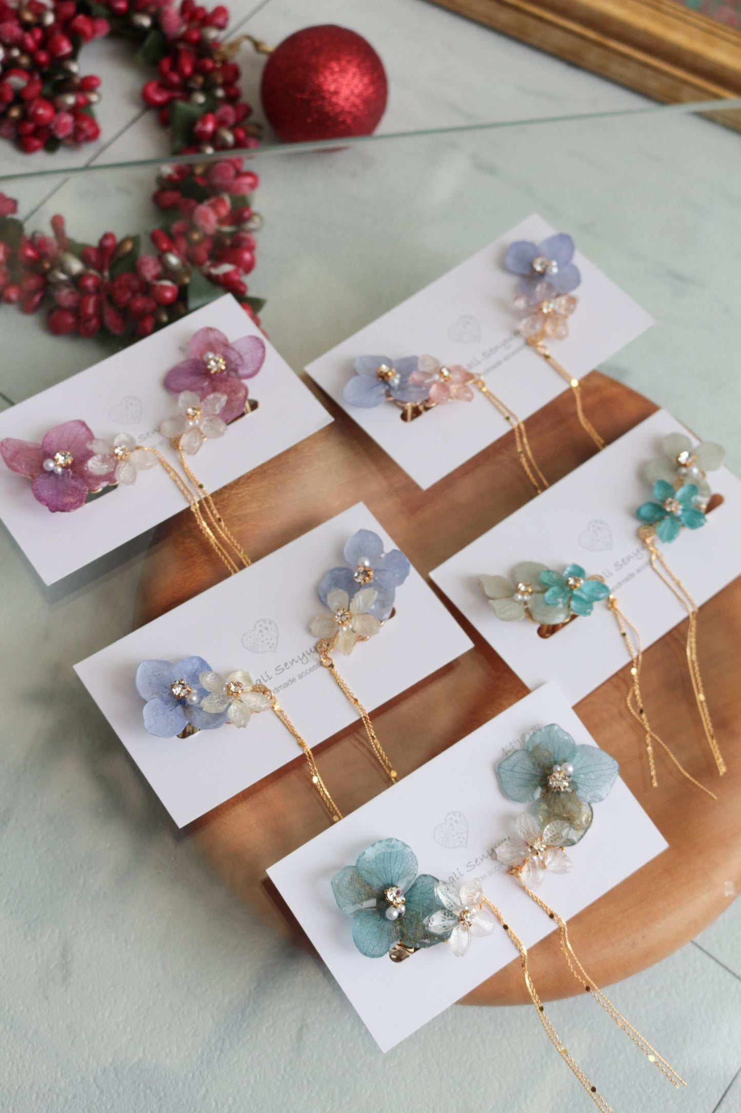 Hydrangea Flying Butterfly  No.39 - Clip-on(イヤリング）