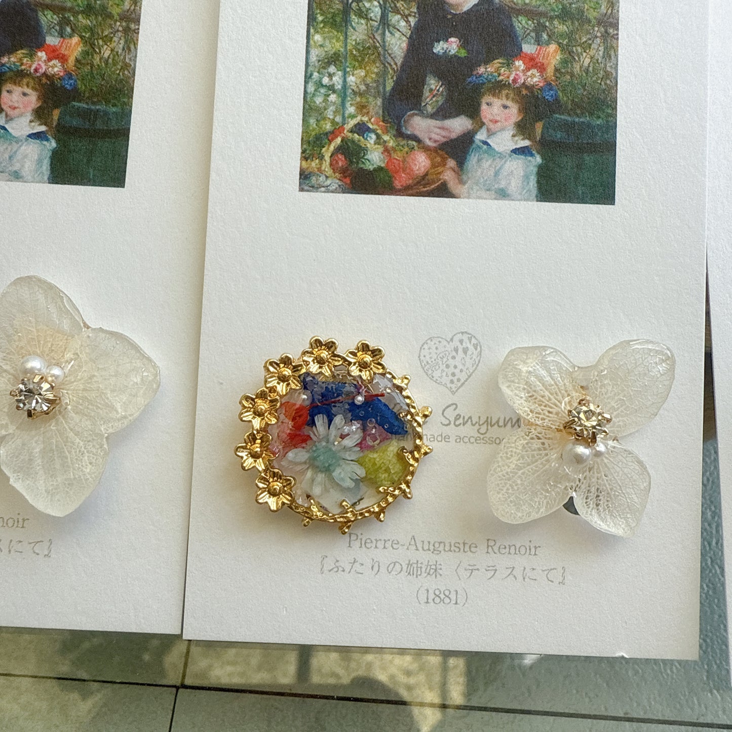 Renoir Inspired Flower Earrings No.2 イヤリング Clip-on "ふたりの姉妹"
