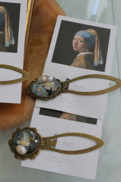 Vermeer Inspired Flower Book Mark No.1 - 真珠の耳飾り