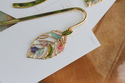 Golden Leaf Flower Bookmark No.3