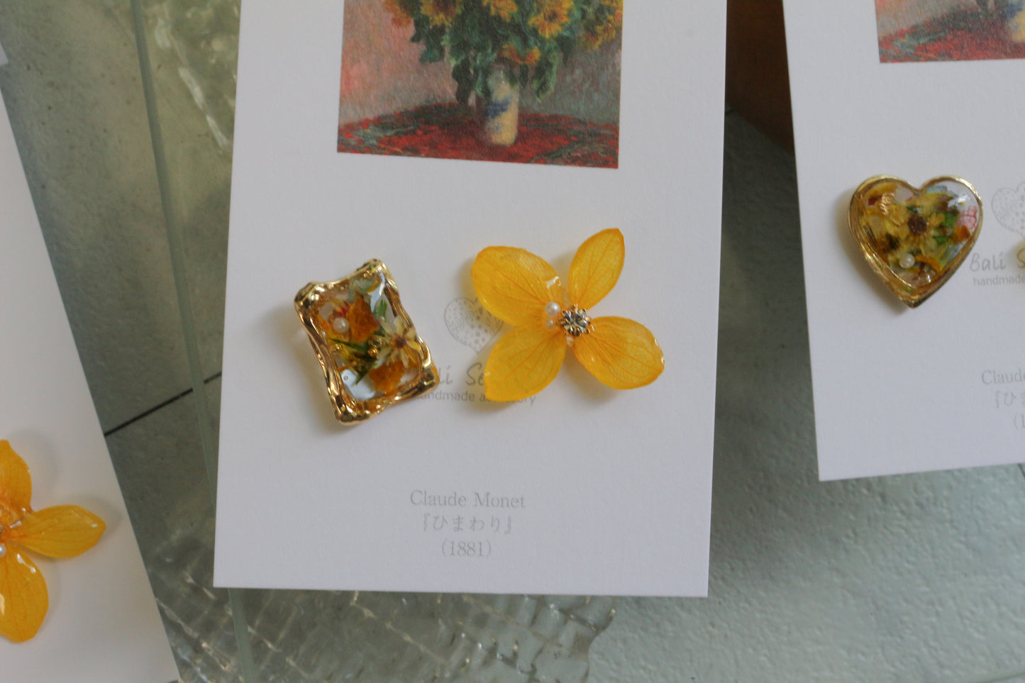Monet Inspired Flower Earrings No.23 ピアスTitanium Pierce ひまわり