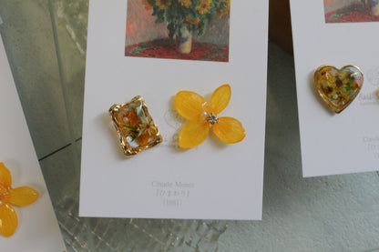 Monet Inspired Flower Earrings No.23 ピアスTitanium Pierce ひまわり