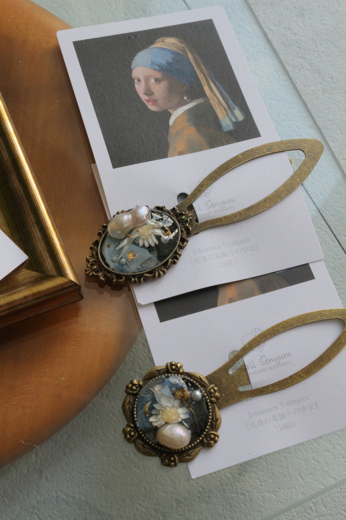 Vermeer Inspired Flower Book Mark No.1 - 真珠の耳飾り