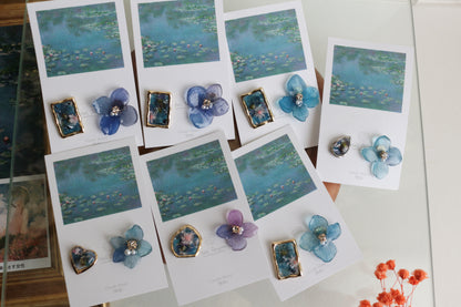 Monet Inspired Flower and Medallion No.15 ピアスTitanium Pierce 睡蓮